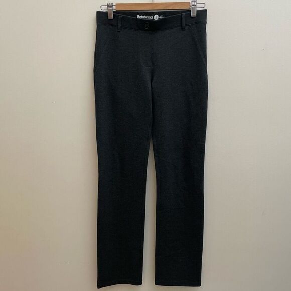Betabrand Pants Women Small Dark Gray Charcoal Straight Leg Stretch Knit Pull On - Picture 1 of 10
